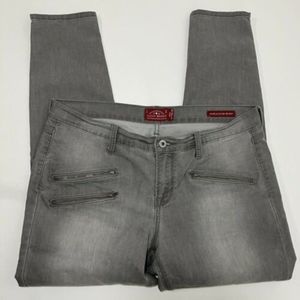 Lucky Brand Women's Moto Grey Charlie Super Skinny Jeans Size 14
